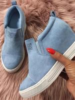 Letter Stitching Inner Heightening Round Toe Wedges