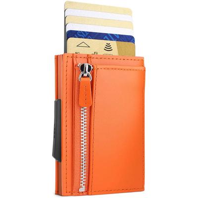 ÖGon Kaarthouder Cascade Rits Snap 9,7 Cm Leer/aluminium Oranje