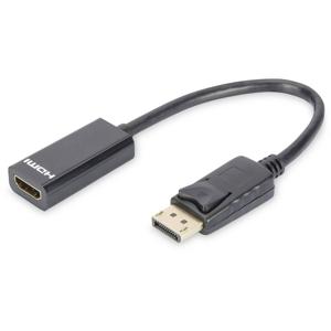 Digitus DB-340400-001-S DisplayPort / HDMI Adapter [1x DisplayPort stekker - 1x HDMI-bus] Zwart Rond, Afgeschermd (dubbel), Afsluitbaar 15.00 cm