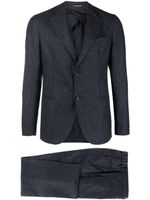 Emporio Armani manteau moucheté à simple boutonnage - Bleu