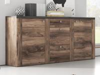 Dressoir LARZAC 2 deuren 3 lades walnoot satijn