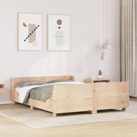 vidaXL Bedframe met hoofdbord massief grenenhout 140x190 cm, bed, slaapkamermeubel, houten bed, tweepersoonsbed, houten bedframe, bedbodem