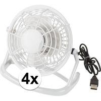 4x Mini bureau ventilator USB wit - thumbnail