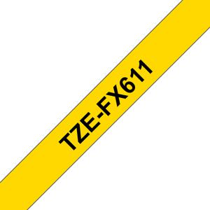 Brother TZe-FX611 Labeltape flexibel Tapekleur: Geel Tekstkleur: Zwart 6 mm 8 m