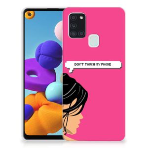 Samsung Galaxy A21s Silicone-hoesje Woman Don't Touch My Phone