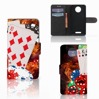 Motorola Moto C Plus Wallet Case met Pasjes Casino