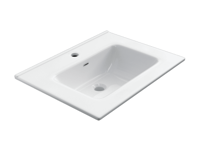 Sub Vito meubelwastafel 61x46,5cm overloop 1 kraangat wit, wit