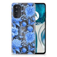 TPU Case voor Motorola Moto G52/G82 Flowers Blue - thumbnail