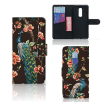 OnePlus 6 Telefoonhoesje met Pasjes Pauw met Bloemen
