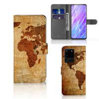 Samsung Galaxy S20 Ultra Flip Cover Wereldkaart - thumbnail