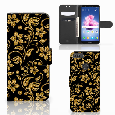 Huawei P Smart Hoesje Gouden Bloemen