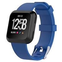 By Qubix - Compatible met Fitbit Versa 1/2 & Lite rubberen sport bandje - Donker blauw - Compatible fitbit bandje