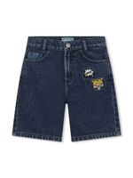 Kenzo Kids short en jean à motif tigre brodé - Bleu - thumbnail