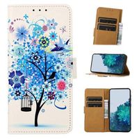 Glam Series Samsung Galaxy A14 Portemonnee Hoesje - Bloeiende Boom / Blauw