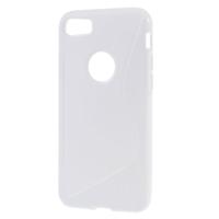 Shop4 - iPhone SE (2020) Hoesje - Zachte Back Case S Shape Wit