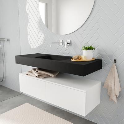 Zaro ALAN vrijhangende wastafel 120cm met wasbak Enkel midden en onderkast in kleur Wit mat 2 lade(s) Zaro ALAN vrijhangende wastafel 120cm met wasbak Enkel midden en onderkast in kleur Wit mat 2 lade(s)
