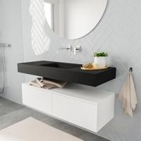 Zaro ALAN vrijhangende wastafel 120cm met wasbak Enkel midden en onderkast in kleur Wit mat 2 lade(s)