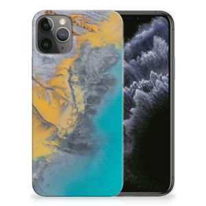 Apple iPhone 11 Pro TPU Siliconen Hoesje Marble Blue Gold