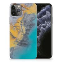 Apple iPhone 11 Pro TPU Siliconen Hoesje Marble Blue Gold - thumbnail