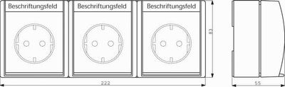 Busch-Jaeger 2300/3 EW-54 Ocean (opbouw) Wandcontactdoos drievoudig spatwaterdicht Wit