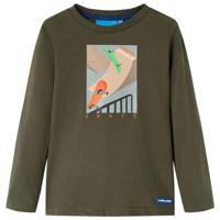 Kindershirt met lange mouwen 92 kakikleurig, kinderkleding, jongenskleding, hippe kinderkleding, kinderkled, meisjeskleding, leuke kinderkleding