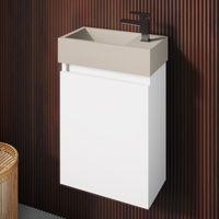 Fontana Crest toiletmeubel mat wit 40x22cm met beige fontein rechts