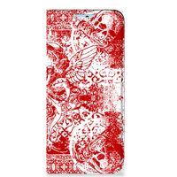 Mobiel BookCase Xiaomi Redmi Note 11/11S Angel Skull Rood - thumbnail