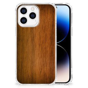 iPhone 14 Pro Stevig Telefoonhoesje Donker Hout