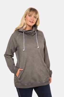 Ulla Popken Sweatshirt, cold dyed, wijde opstaande kraag, 2 zakken - Grote Maten
