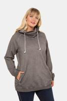 Ulla Popken Sweatshirt, cold dyed, wijde opstaande kraag, 2 zakken - Grote Maten