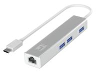 LevelOne USB-0504 Gigabit USB-C netwerkadapter met USB-hub USB-C -> RJ45 10/100/1000,3 x USB 3.0, 0,15 m