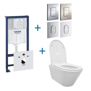 Grohe Rapid SL Toiletset set10 Wiesbaden Stereo Rimless met Grohe Arena of Skate drukplaat