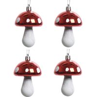 6x Kerstboomhangers rode paddenstoelen 7 cm kerstversiering