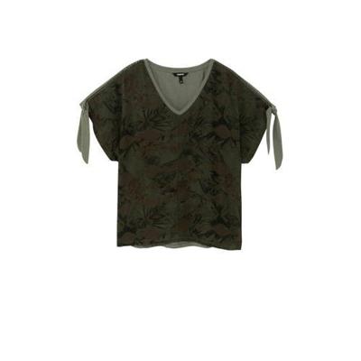 Desigual T-shirt met printopdruk en open detail olijfgroen/kaki/donkergroen