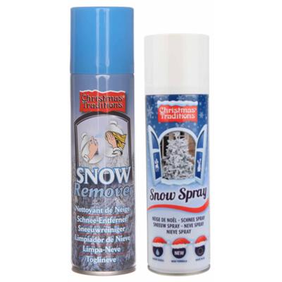 Kunstsneeuw spray set 1x sneeuw spuitbus 600 ml en 1x verwijderaar spuitbus 125 ml - Decoratiesneeuw Kunstsneeuw spray set 1x sneeuw spuitbus 600 ml en 1x verwijderaar spuitbus 125 ml - Decoratiesneeuw