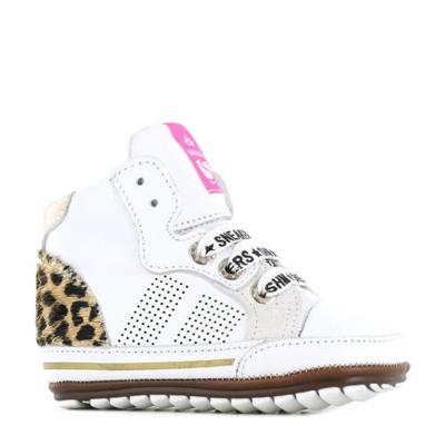 Shoesme BP21S002-B leren babyschoenen met panterprint wit