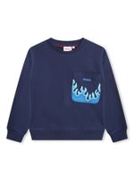 HUGO KIDS sweat à imprimé flammes - Bleu