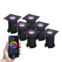 6x Ramsay Smart LED grondspot - Vierkant - Zwart - RGBWW - 5.5 Watt - WiFi & Bluetooth - IP67 straal waterdicht - 3 jaar garantie - thumbnail