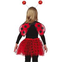 Lieveheersbeestje verkleed set - vleugels/rokje/diadeem - rood - kinderen - carnaval accessoires