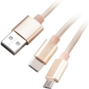 Akasa AK-CBUB42-12GL USB-kabel 1,2 m USB 2.0 USB A USB C/Micro-USB B Goud