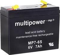 Multipower MP7-6S 300402 Bleirechargeable battery 6V 7Ah Blei-Vlies (AGM) (B x H x T) 116 x 99 x 50mm Flachplug 4