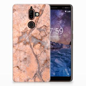 Nokia 7 Plus TPU Siliconen Hoesje Marmer Oranje