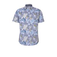 Tom Tailor slim fit overhemd met bladprint blauw