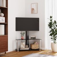 Tv-standaard hoek 2-laags voor 32-70 inch zwart en zilverkleur - thumbnail