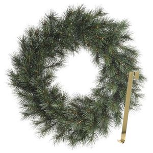 Kerstkrans 60 cm - groen - met gouden hanger/ophanghaak - kerstversiering