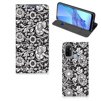 OPPO A53 | A53s Smart Cover Black Flowers - thumbnail