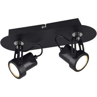 LED Plafondspot - Trion Guno - GU10 Fitting - 2-lichts - Rechthoek - Mat Zwart - Aluminium