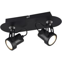 LED Plafondspot - Trion Guno - GU10 Fitting - 2-lichts - Rechthoek - Mat Zwart - Aluminium