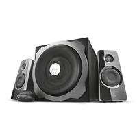 Trust Tytan 2.1 Luidsprekerset PC Speakers, Speakerset met Houten Subwoofer, Afstandsbediening en 60W RMS, 120W Piekvermogen, Luidspreker voor PC, Laptop, TV, Smartphone en Tablet - Zwart