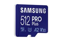 Samsung PRO Plus SDXC-kaart 512 GB Class 10 UHS-I, v30 Video Speed Class 4K-video-ondersteuning, A2-vermogensstandaard, Incl. USB-kaartlezer, Schokbestendig - thumbnail